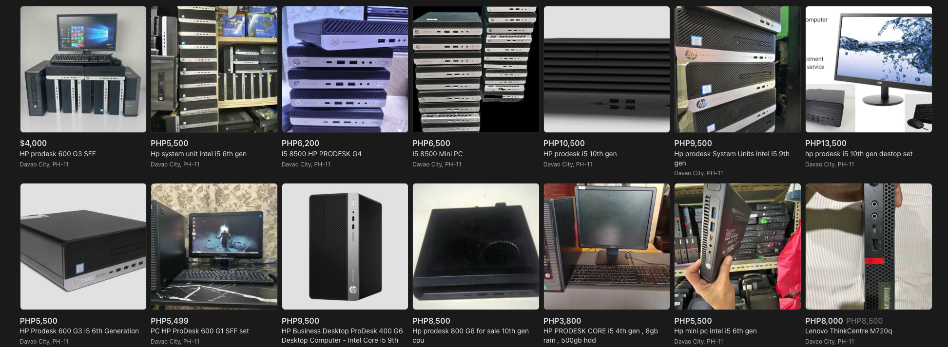 Mini PC listings on Facebook Marketplace